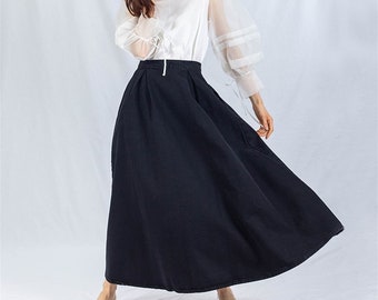 black flare skirt outfit