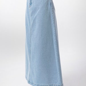 Campine Ice Blue Denim Maxi Skirt Long Soft Full Length Modest Skirt with Pockets Fall Custom Length image 2