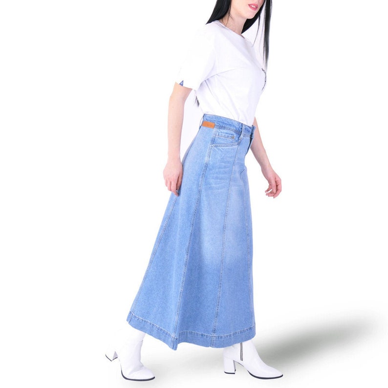 gored denim skirt