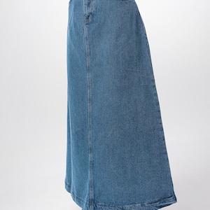 Campine Mid Tone Denim Maxi Skirt Long Soft Full Length Modest Skirt with Pockets Fall Custom Length image 4