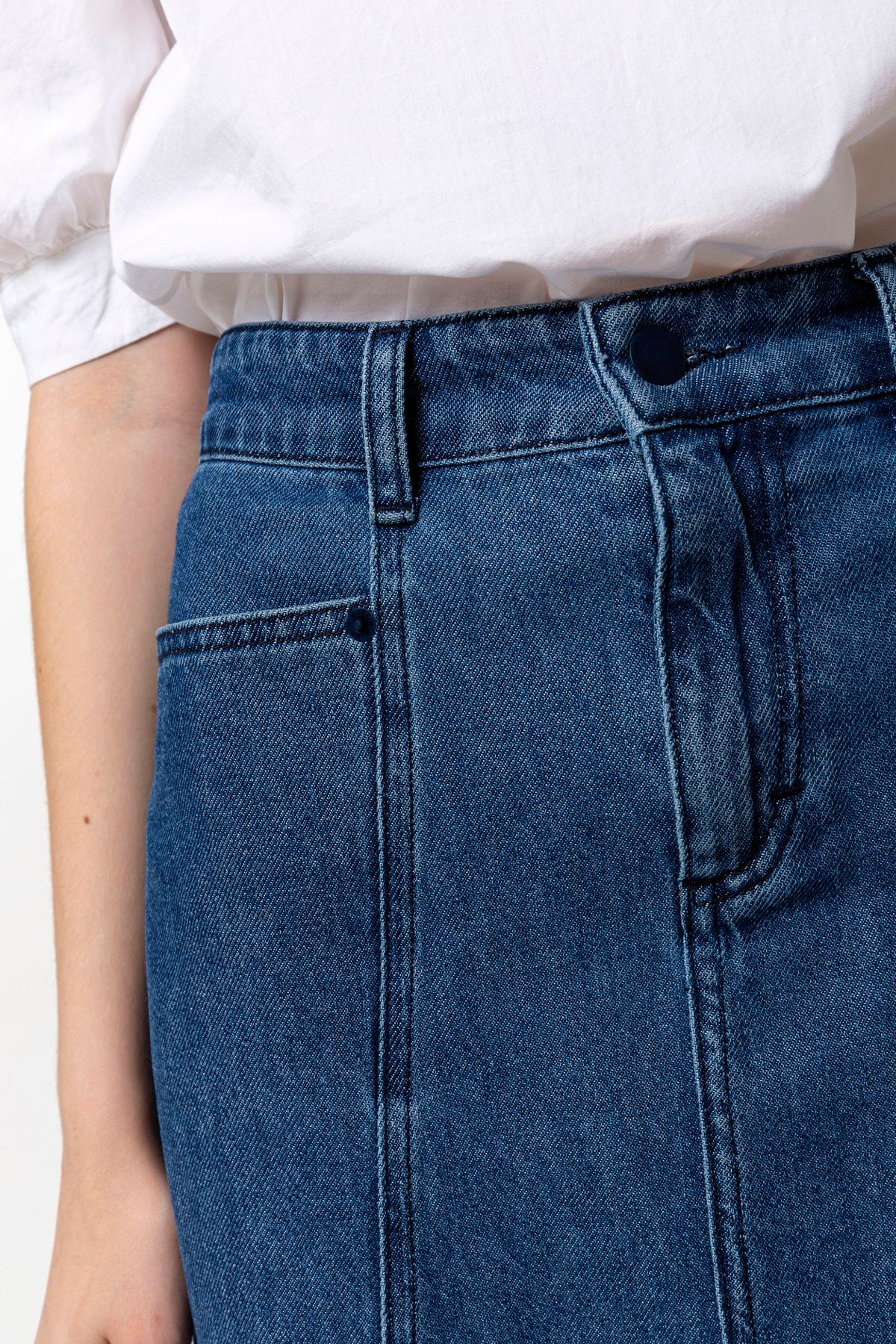 Medium Wash Denim Maxi Gored Skirt Long full Length Modest | Etsy