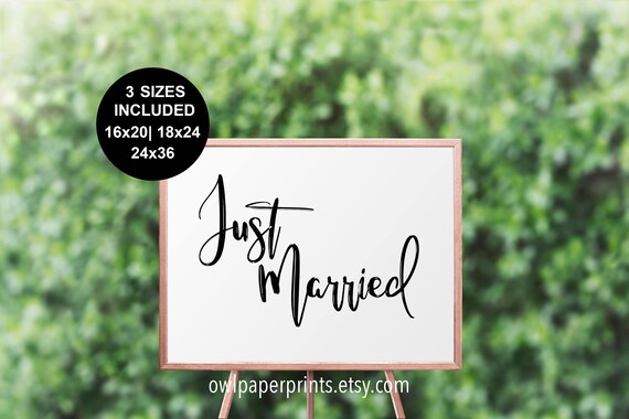 Just Married Sign Printable Pdf Printable Wedding Signs Etsy