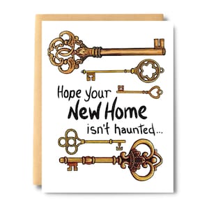 Carte nouvelle maison Keys, Espérons que votre nouvelle maison n'est pas hantée, Carte maison hantée, Carte pour une nouvelle maison, Carte de pendaison de crémaillère, Cadeau | Sel et papier