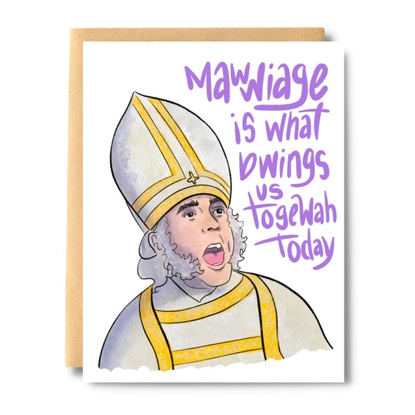 Mawwiage Wedding Card, Princess, Bride, Movie Card, Priest lisp, Funny wedding card, Wedding Congratulations Card for Friends| Salt & Paper