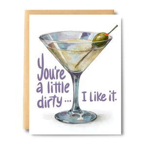 Sei un po' sporco, mi piace il biglietto Martini, Martini sporco, Cocktail, Buongustaio, Biglietto di San Valentino, Amore, Romanticismo / Stampe di sale e carta