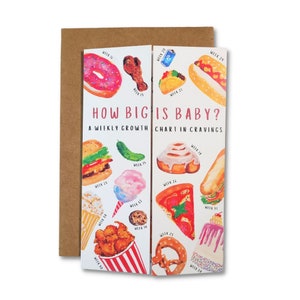 Bump to Baby in Junk Food Cravings Card, 40 Weeks Pre-Nantal Card, Pregnancy Cravings Card, Fruit and Vegetable Baby Card | Sel & Papier