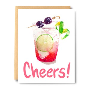 Carte recette de cocktail, noir et tonique, félicitations, toast, félicitations, mariage, fiançailles, promotion | Impressions sel et papier