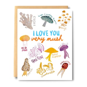 Te amo muy papilla, tarjeta de amantes de los hongos, Cottagecore, tarjeta acogedora, hongos, brujas / sal y impresiones de papel