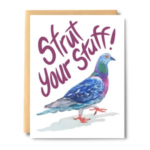 Carte Pigeon se pavanant, carte de remise des diplômes, carte de félicitations drôle avec pigeon, carte de ville, ville de pigeon | Impressions sel et papier