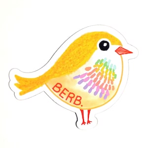 Autocollant en vinyle Funny Bird Berb, autocollant cadeau d’anniversaire Derpy pour ordinateur portable ou cadeau de bouteille pour ami avec sens de l’humour | Impressions au sel et sur papier