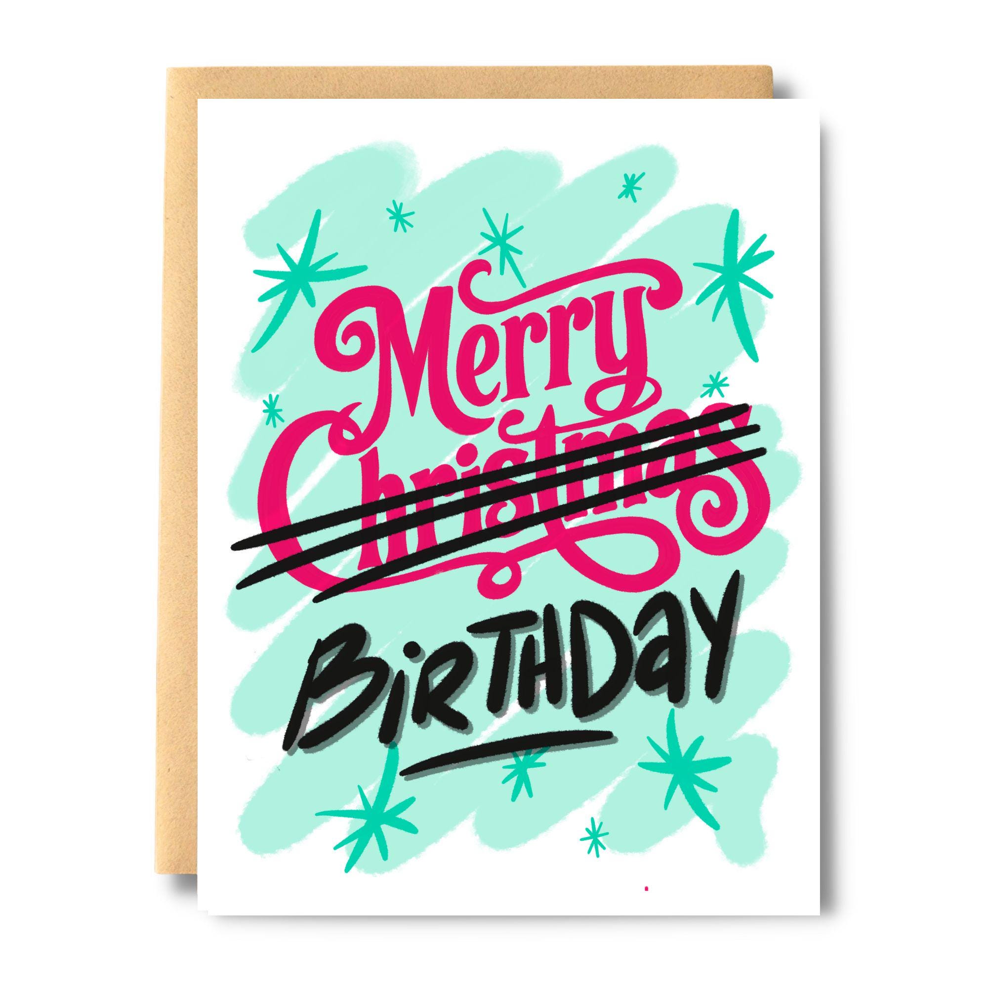 Lustige Dezember-Geburtstagskarte – Kombiniert Geburtstag & Weihnachten, Inkl. Umschlag, Für Freunde & Familie