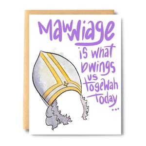 Carte de mariage Mawwiage, mariée, prêtre zozotant, carte de mariage drôle, carte de félicitations de mariage pour amis, mariage, Mawage | Sel et papier