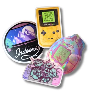 Gamer Goodies Sticker Pack (4), jeux vidéo, interrupteur, gamer, gamer girl, aime les jeux vidéo, animal de compagnie numérique, type intérieur | Tirages au sel et au papier