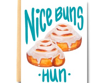 Nice Buns Hun Valentine's Day Card: Gouache Hand-Painted