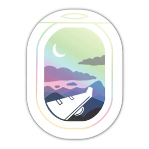 Adesivo de vinil holográfico para janela de avião, adesivo para viajante, comissário de bordo, viajante mundial, agente de viagens | Impressões de sal e papel