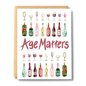 Carte d'anniversaire amusante, l'âge compte si vous êtes un vin, carte de joyeux anniversaire pour les gourmets, se moquer de l'âge, carte d'anniversaire HBD | Impressions sur sel et papier