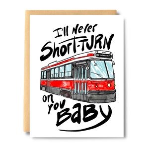 Toronto Valentines korte bocht tramkaart, TTC, de 6ix, 416, liefdeskaart voor Torontonians | Zout- en papierafdrukken