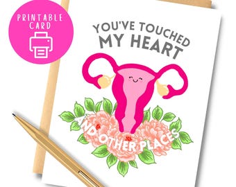 Afdrukbare kaart You&#39;ve Touched My Heart en andere plaatsen voor verloskundige, bevalling en verloskundige verloskundige verloskundige, doula, verloskundige, bekken | Zout en papier
