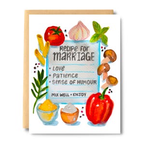 Receta para tarjeta de boda, tarjeta de novia, tarjeta de boda divertida, tarjeta de felicitación de boda para amigos, tarjeta para chef, cocinero / Sal y Papel