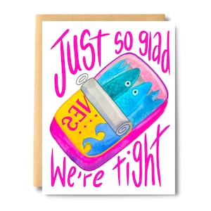 Anchois Just So Glad We're Tight, Amour, Amitié, Carte de Saint-Valentin, Galentines, Poisson en conserve, Meilleur ami | Impressions sur sel et papier