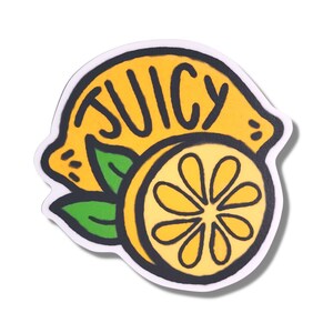 Juicy Lemons Abnehmbare Vinyl Sticker, Geburtstag Geschenk Sticker für Laptop oder Flasche Geschenk für Freund, Citrus Liebhaber| Salz- und Papierdrucke