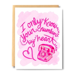 Je ne connais votre numéro que par coeur, Saint-Valentin, anniversaire de mariage, carte d'amour, carte d'anniversaire d'amour, numéro de téléphone mémorisé | Impressions sel et papier
