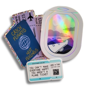 Pacotes de adesivos de viagem (3) Adesivos para viajante, comissário de bordo, viajante mundial, agente | Impressões de sal e papel