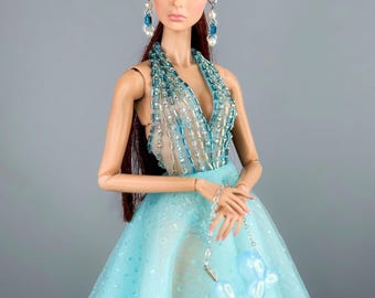 PRINCESS Blue version - Fashion for 12" dolls: Fashion Royalty, Nuface, Poppy Parker, Barbie...