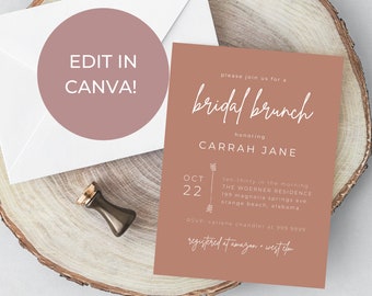 Editable Bridal Brunch Invitation Canva Bridal Shower Etsy