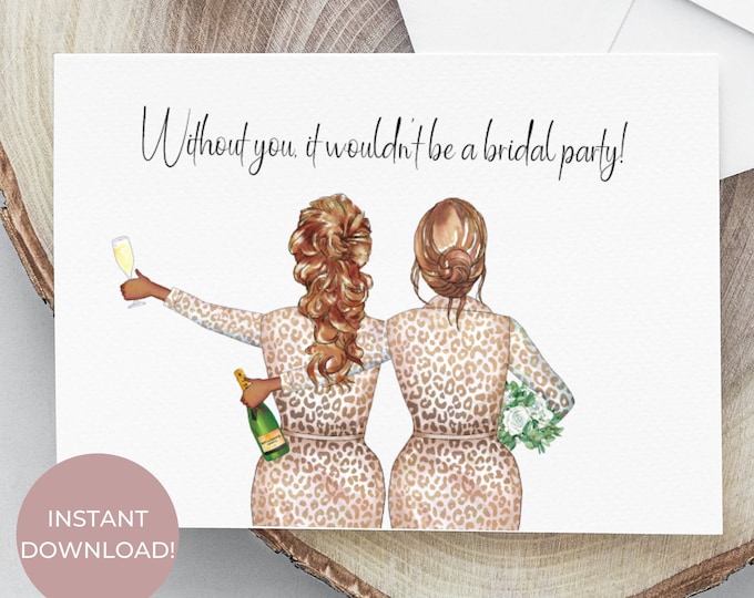Printable Bridesmaid Proposal Card, Instant Download Bridal Party ...