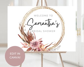 Editable Boho Bridal Welcome Sign, Boho Bridal Shower Welcome Sign Template, Editable Welcome Sign, Bohemian Welcome Sign Template