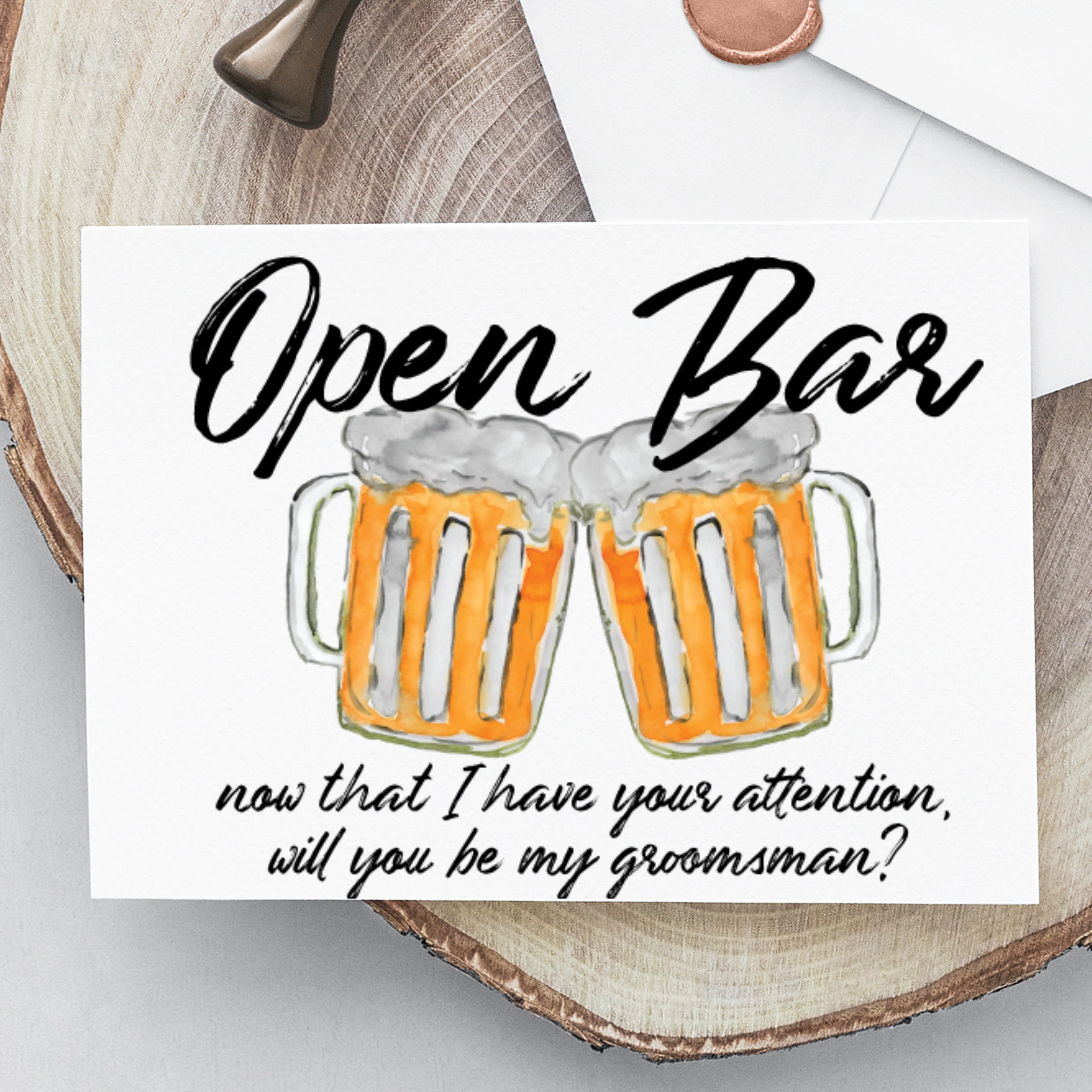Open Bar Groomsman Proposal Card Funny Will You Be My - Etsy