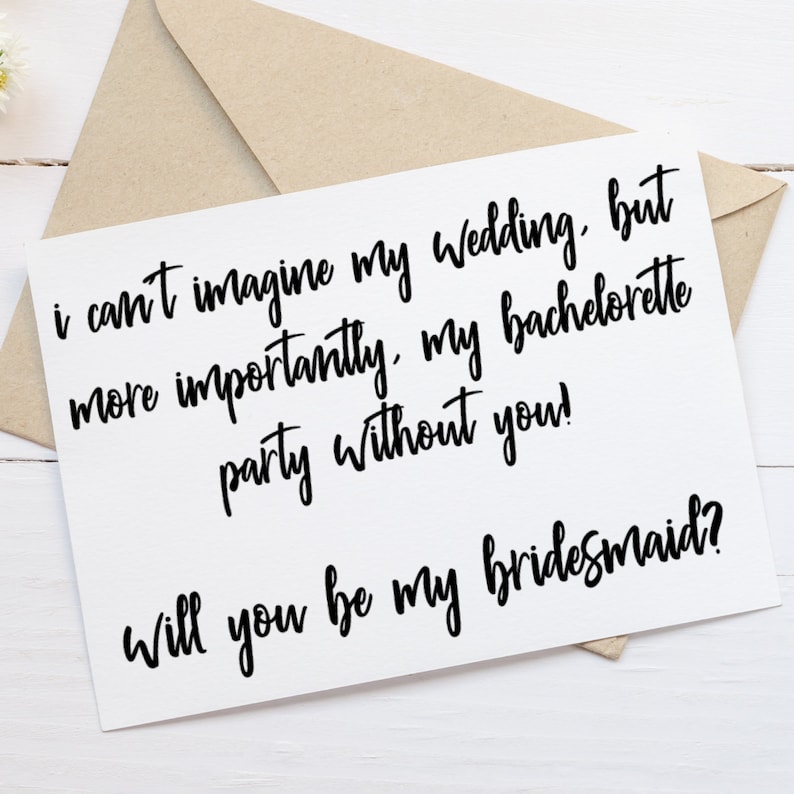 Funny Bridesmaid Proposal Card Will You Be My Bridesmaid Etsy