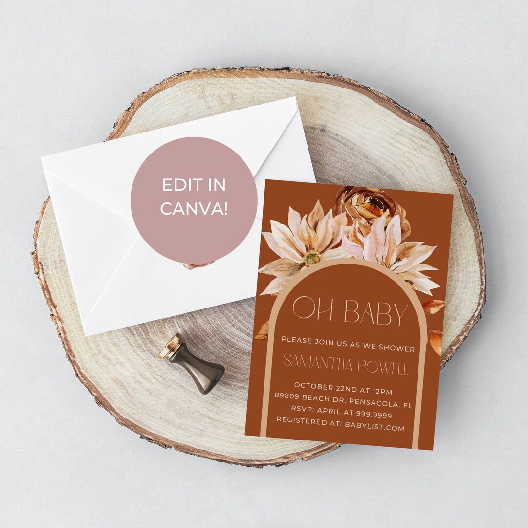 Boho Baby Shower Invitation Design Fall Baby Shower - Etsy