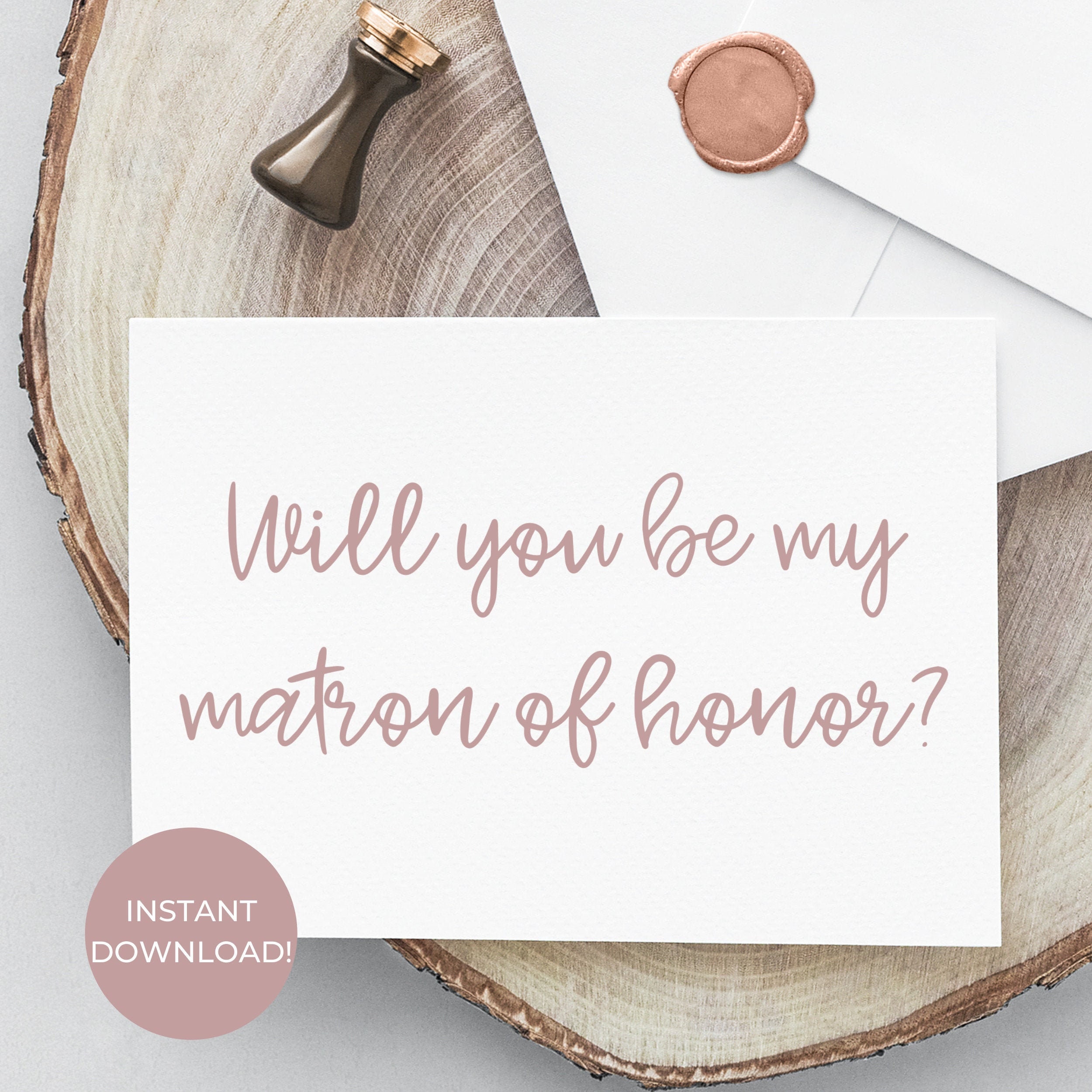 Pink Will You Be My Matron of Honor Proposal Card Simple | Etsy