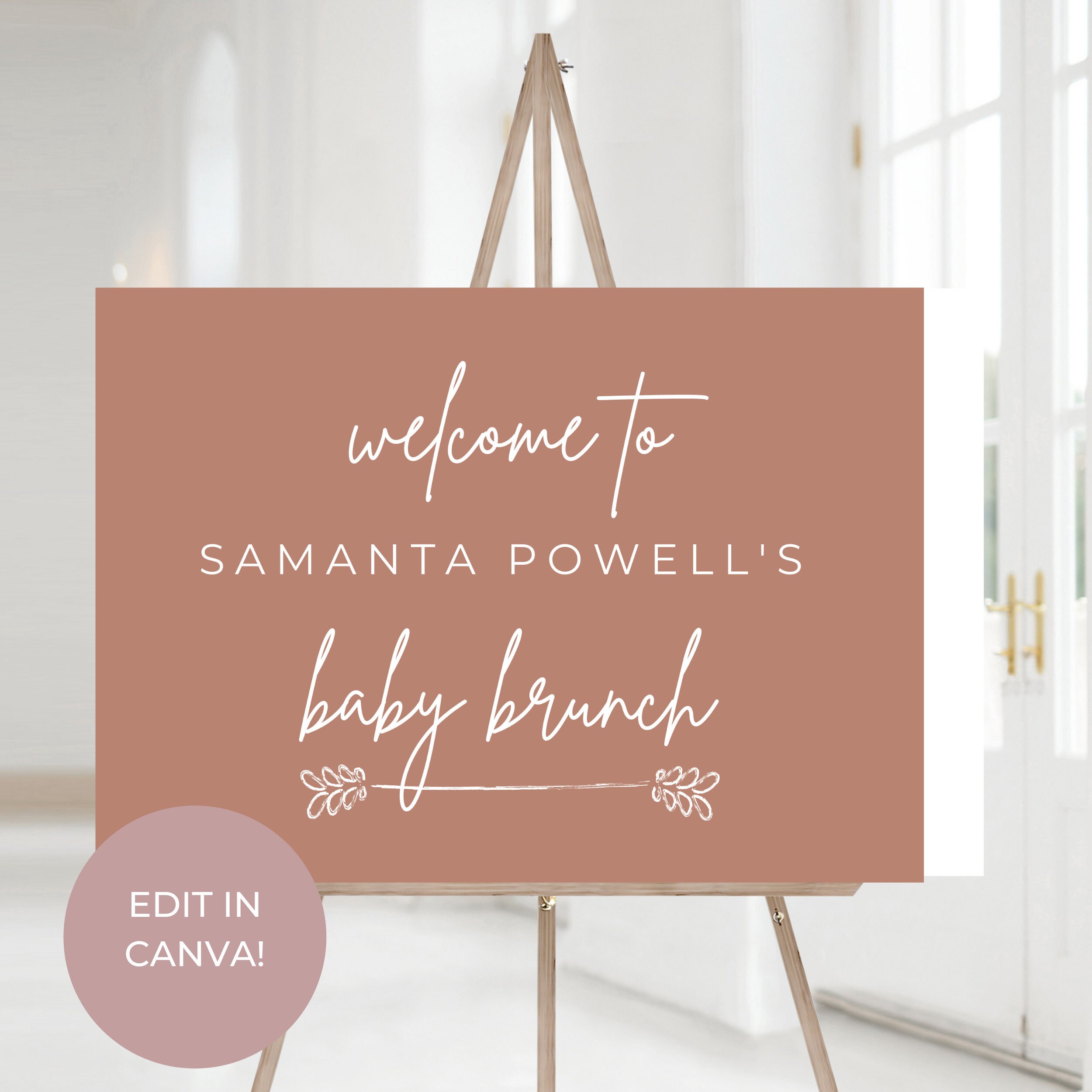 Editable Baby Brunch Sign Canva Baby Shower Etsy