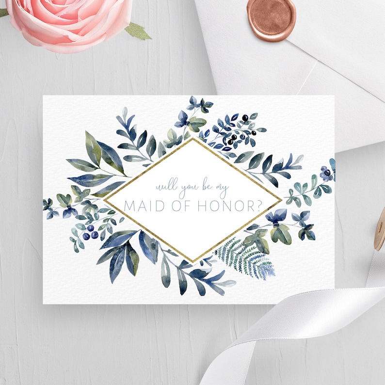 Bridal Party Cards Downloadable Maid of Honor Card Maid of Honor Request Card Maid of Honor Invitations Will You Be My Maid of Honor