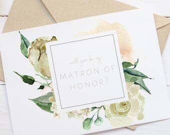 Matron of Honor Proposal Card, Will You Be My Matron of Honor, Instant ...