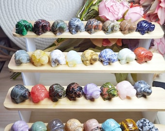 1,5 pouces 46 types de figurines de tortue en pierres précieuses, décoration d'intérieur de statue de tortue sculptée à la main, décoration d'animaux de tortue en cristal, cadeaux de tortue