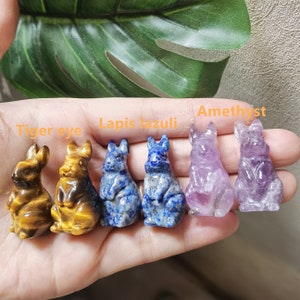 1.2 Inche,Carved Crystal Quartz Mini Rabbit,Crystal Sculpture,Standing Rabbit Decoration,Fluorite Ocean Agate Rabbit,Healing Crystal Animals image 9