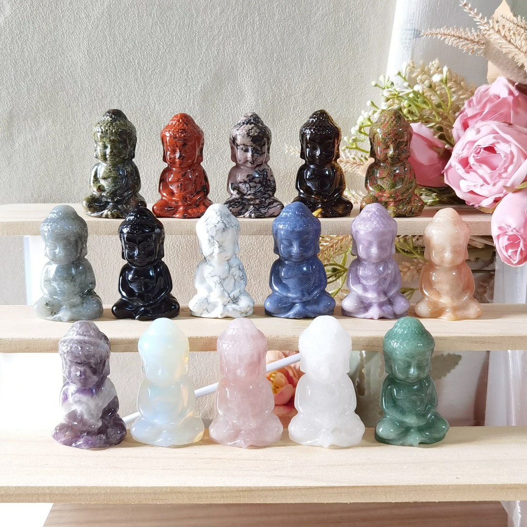 2 Inches Crystal Buddha Statue,hand Carved Gemstone Buddhas,reiki