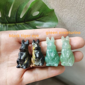 1.2 Inche,Carved Crystal Quartz Mini Rabbit,Crystal Sculpture,Standing Rabbit Decoration,Fluorite Ocean Agate Rabbit,Healing Crystal Animals image 10