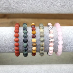 Natural Matte Round Beads Healing Energy Gemstone Bracelet,Semi-Precious Frosted Stretchy Bracelet,6/8/10 mm Handmade 7'' 7.5 Bracelet zdjęcie 9