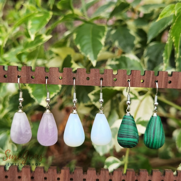 Pair,Natural Unakite stone Drop Earrings,Raw Red Green Jasper Gems Droplets Nugget Silver Earrings,Handmade Crafts Fashion Jewelry