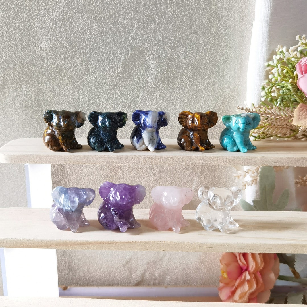 1.2 Inches,ocean Agate Koala Gems Decor,healing Crystal Sculpture,energy Crystal,fluorite Tiger