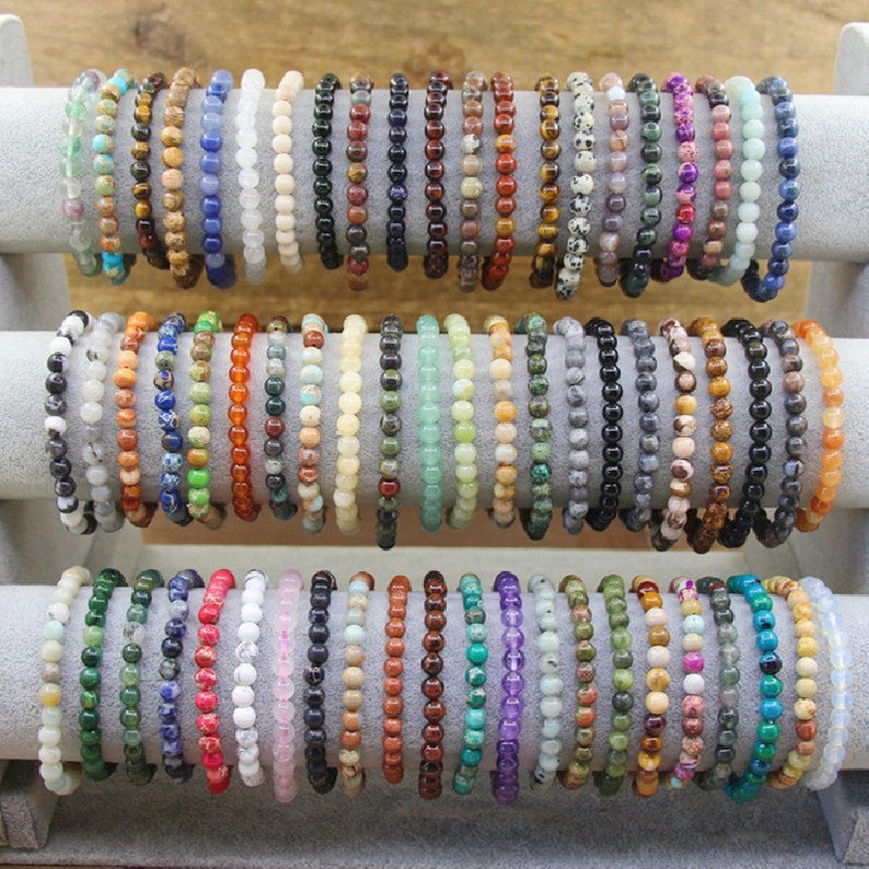 65 Kinds Of 6mm/8mm/10mm Round Gemstone Bracelet,Healing Crystal Raw Quartz Bracelet,Stretchy Beads Bracelet,Gemstone Single Bracelet zdjęcie 5