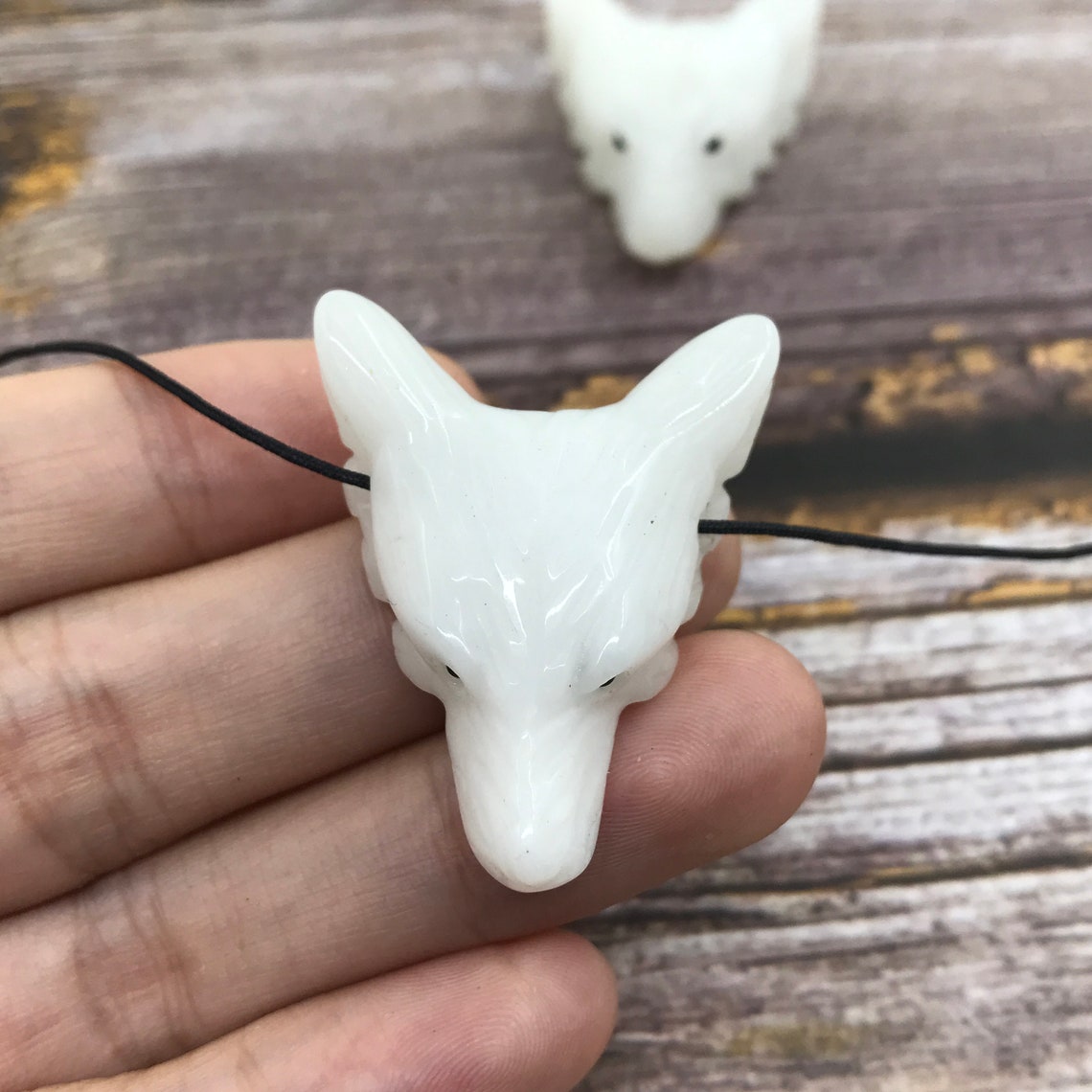 Natural White Jade Wolf head Pendant beadCarving White Jade Etsy