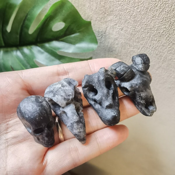 Black Quartz Geode Skull,Raw Crystal Gemstone Rhino skull Goat skull,Natural Druzy Drusy Agate Animal skulls Carving,Bird skull Decoration