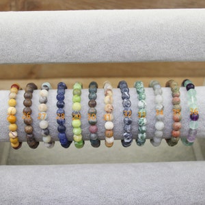 Natural Matte Round Beads Healing Energy Gemstone Bracelet,Semi-Precious Frosted Stretchy Bracelet,6/8/10 mm Handmade 7'' 7.5 Bracelet zdjęcie 5