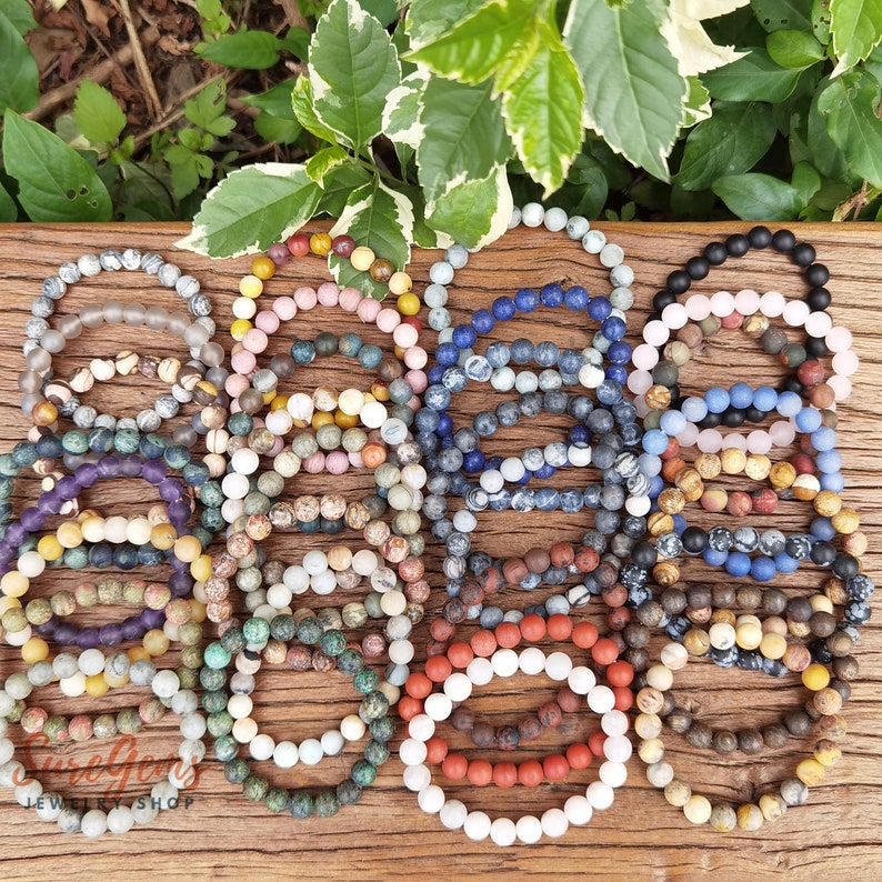 Natural Matte Round Beads Healing Energy Gemstone Bracelet,Semi-Precious Frosted Stretchy Bracelet,6/8/10 mm Handmade 7'' 7.5 Bracelet zdjęcie 2